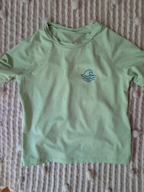 Art class Mint Green Kids Swim Rashguard with Wave Logo-size 6/7